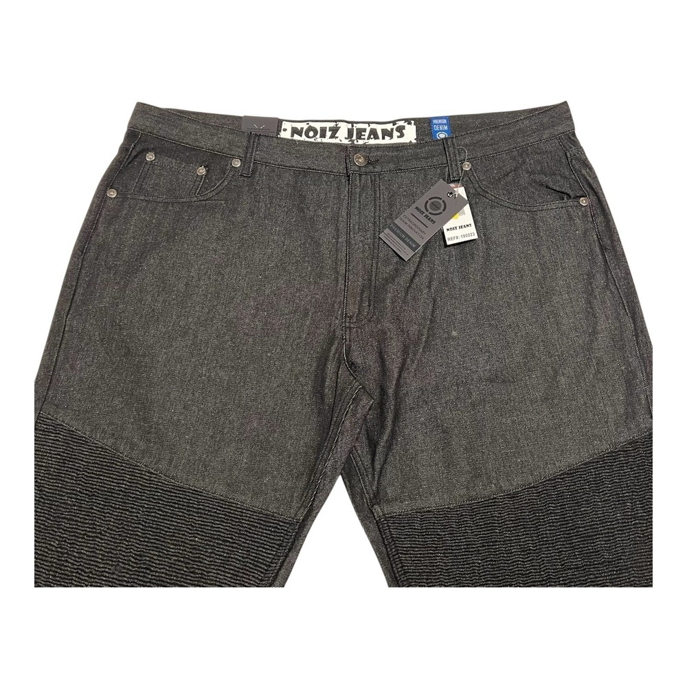 Noiz Jeans‎ Men's Raw Black Ribbed Leg Straight 46X32 Multi Pocket Premium Denim